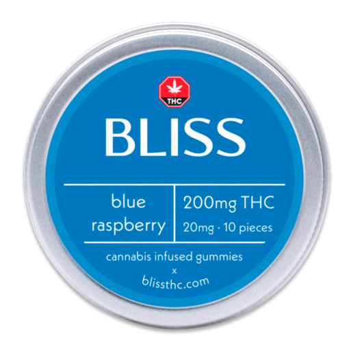 Bliss Thc Gummy Edibles Blue Raspberry Can 1