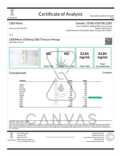 CBD Move 1000mg CBD Tincture Mango