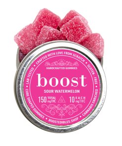 Boost Edibles Watermelon Gummies 150mg THC Cubes