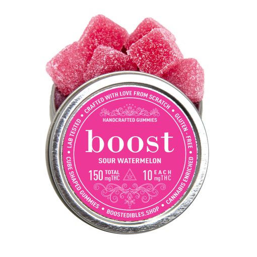 Boost Edibles Watermelon Gummies 150mg THC Cubes