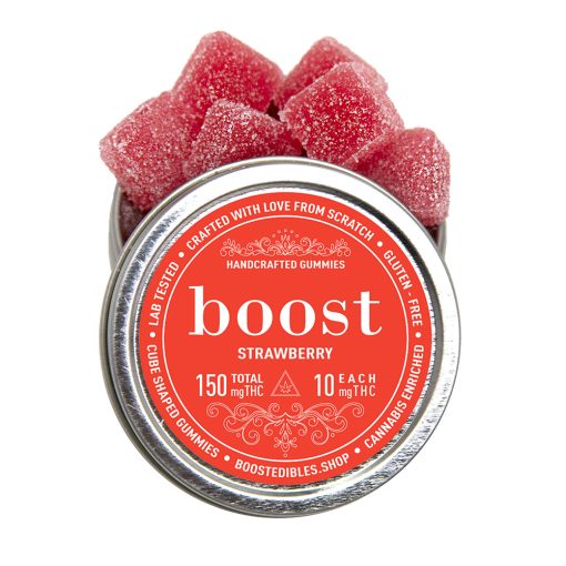 Boost Edibles Strawberry Gummies 150mg THC Cubes