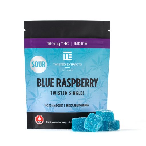 Twisted Extracts Sour Blue Raspberry Twisted Singles Indica (160mg THC)