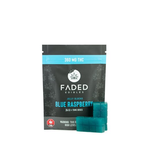 Faded Cannabis Co. Blue Raspberry Jelly Blocks 360MG THC